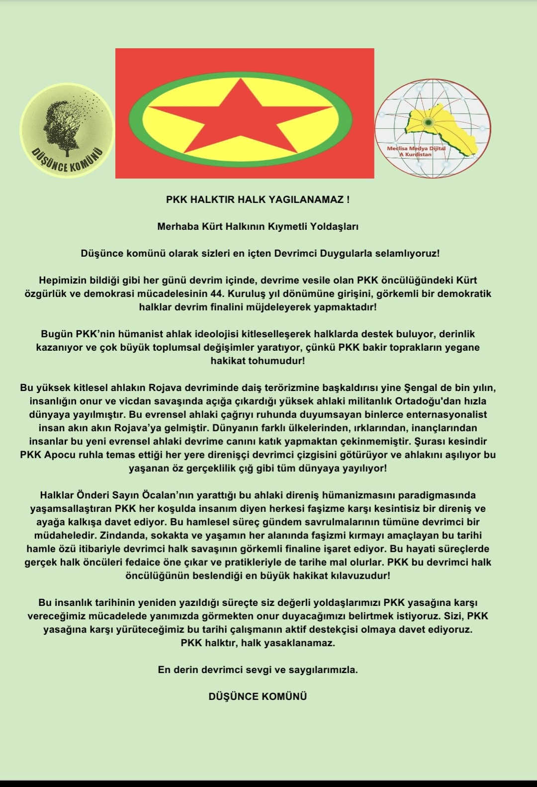 PKK HALKTIR HALK YAGILANAMAZ !